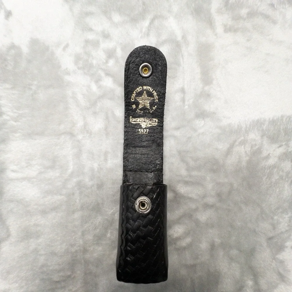 Boston Leather 5527 Black Basketweave Duty Belt Mace Holster Made In USA